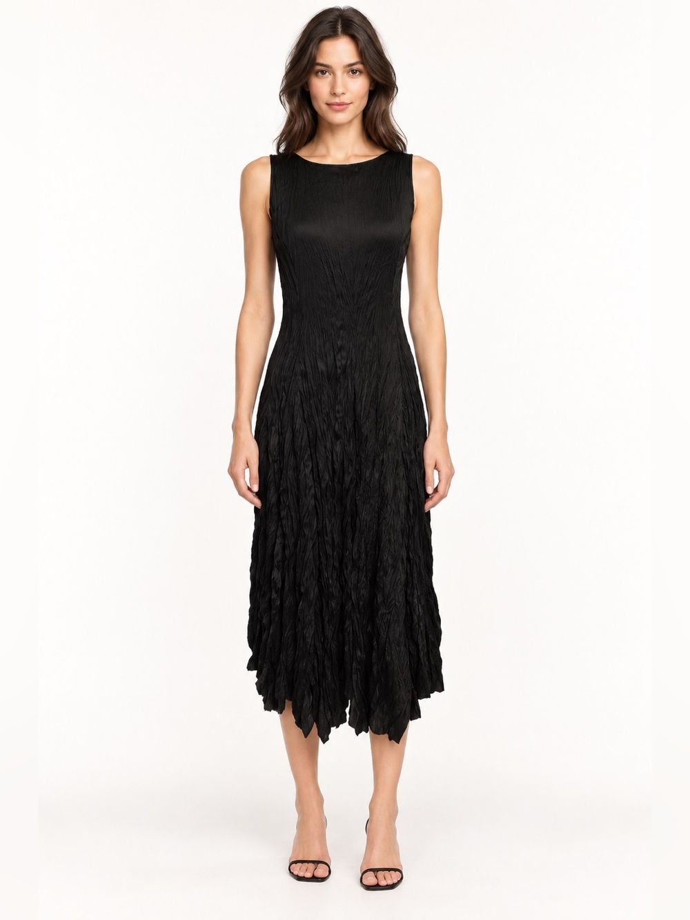 rostfrei by anett röstel Solid Black Textured Tank Midi Dress 36 US 4 Small